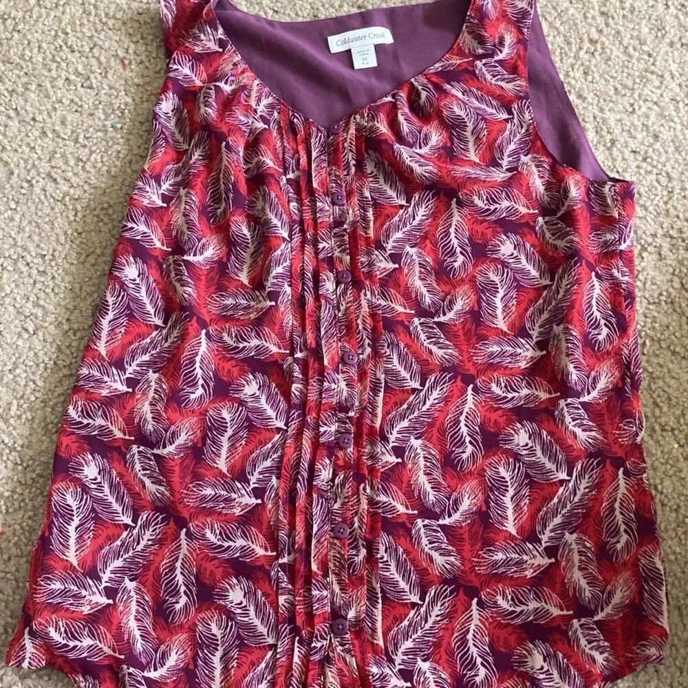 Womens Charter Club Dress Tank Top Sleeveless Button Down Blouse